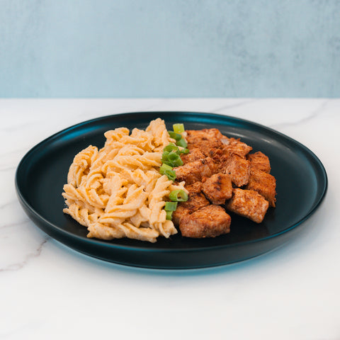 Macarrones con pollo a la barbacoa