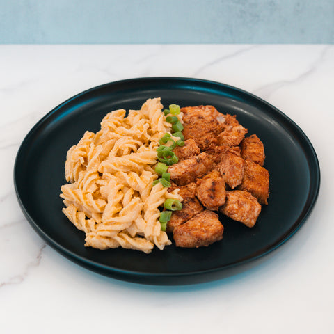 Macarrones con pollo a la barbacoa