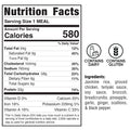 A nutrition label with text and images, perfect for tracking your high-protein Garden Orzo Meatballs meal prep.