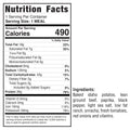 Nutrition facts for TexMex Potato Hash Subscription: 490 calories, 19g fat, 42g carbs, 39g protein per meal. Made with baked Idaho potatoes, ground beef and potatoes, paprika, black pepper, tomato, and sriracha.
